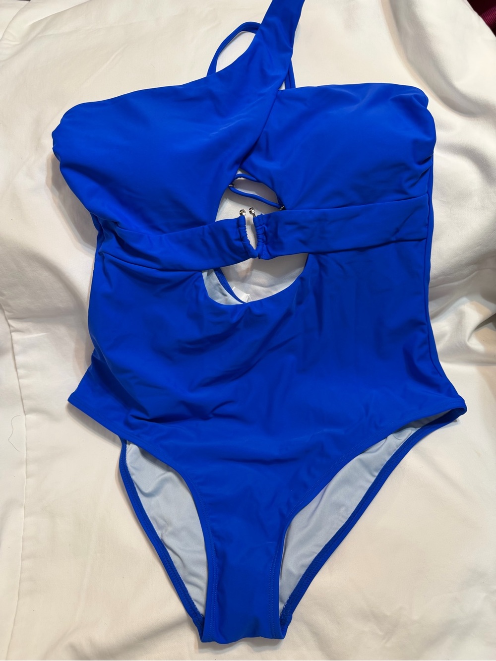 Cupshe Bright Blue One-Shoulder Cutout One-Piece Swimsuit